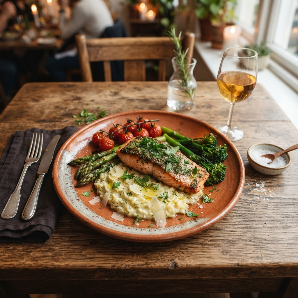 A beautifully plated home-cooked meal from Nina Kitchen
